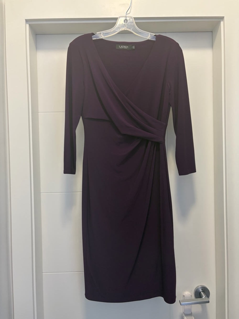 Ralph Lauren Plum Wrap-Style Long Sleeve Dress
